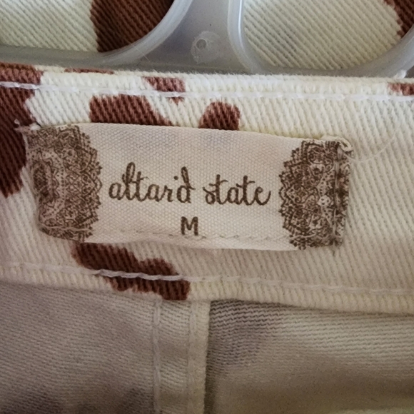 Altar'd State Cow Print Fringe Bell Bottoms Medium - Picture 6 of 8